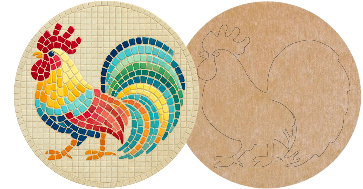11.6" Rooster Laser-Printed Waterproof Mosaic Backer