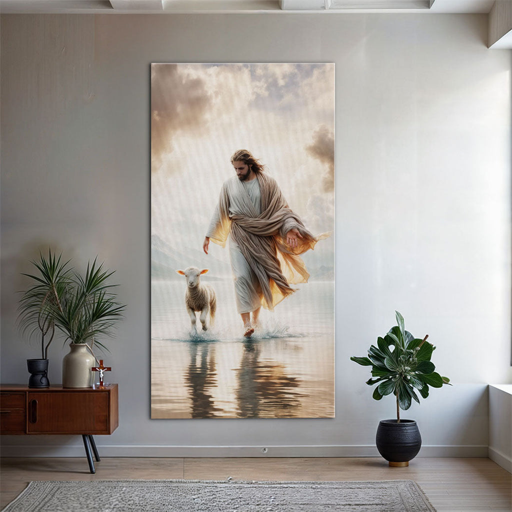 Jesus Protects The Lamb From Wolves Faith Wall Art