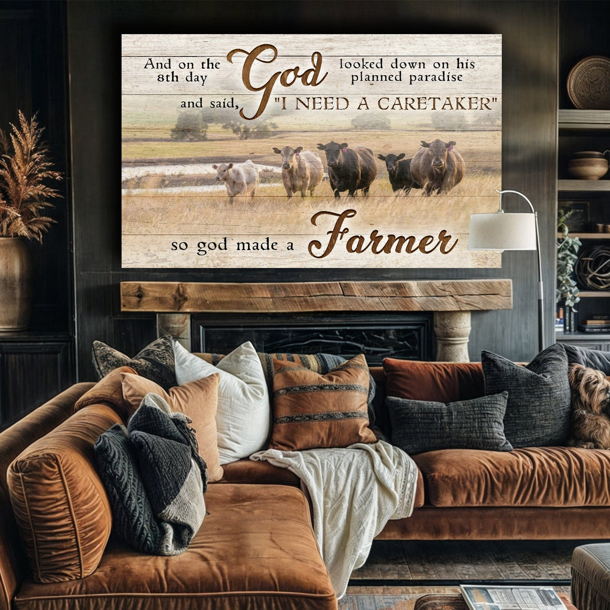 On the 8th Day God Made Me A Farmer Rustic Farmhouse Canvas Sign