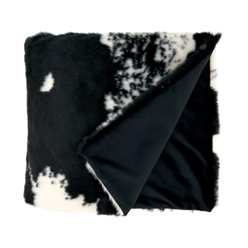 Fennco Styles Rustic Faux Fur Cowhide 50" W x 60" L Plush Throw – Brown Throw Blanket for Home, Couch, Bedroom, Living Room, Office, and Holiday Décor