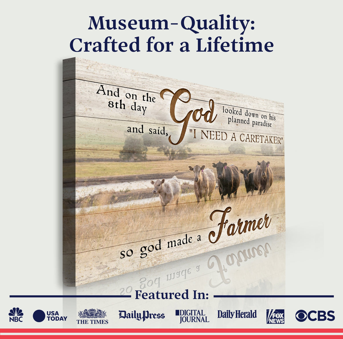On the 8th Day God Made Me A Farmer Rustic Farmhouse Canvas Sign