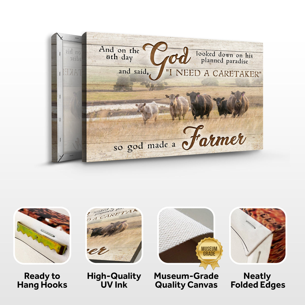 On the 8th Day God Made Me A Farmer Rustic Farmhouse Canvas Sign