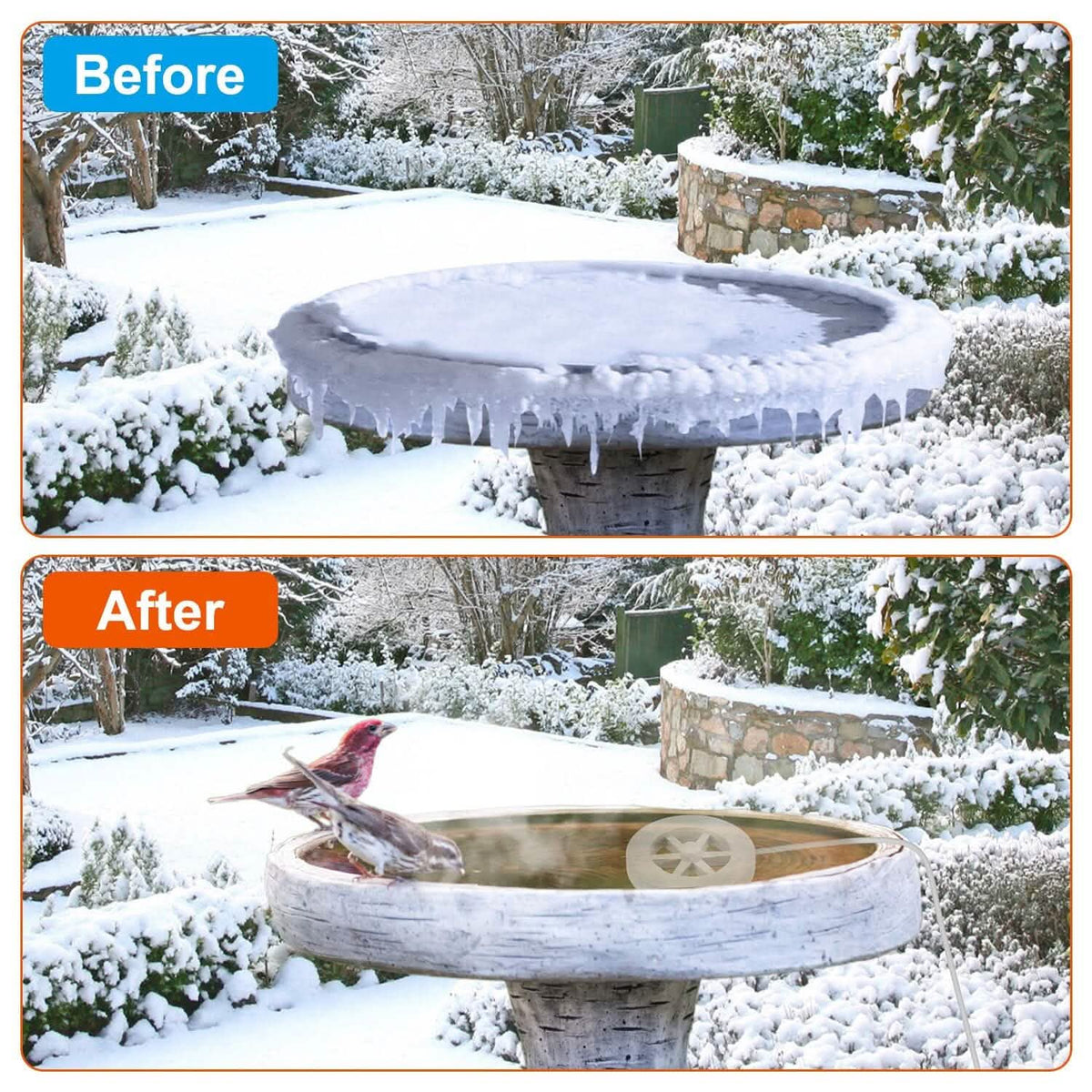 70W Bird Bath Deicer Aluminum Alloy Water Heater with Thermostat Auto Shutdown