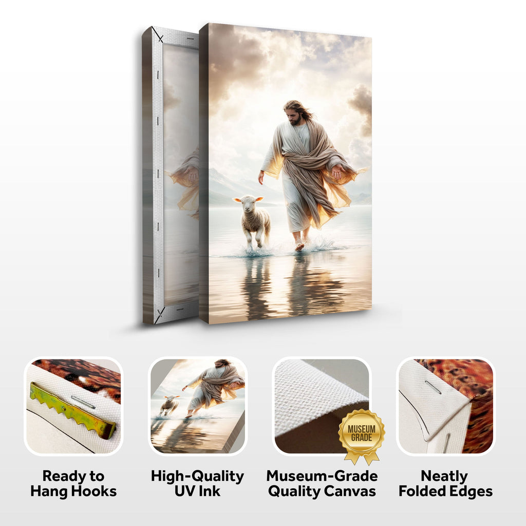 Jesus Protects The Lamb From Wolves Faith Wall Art