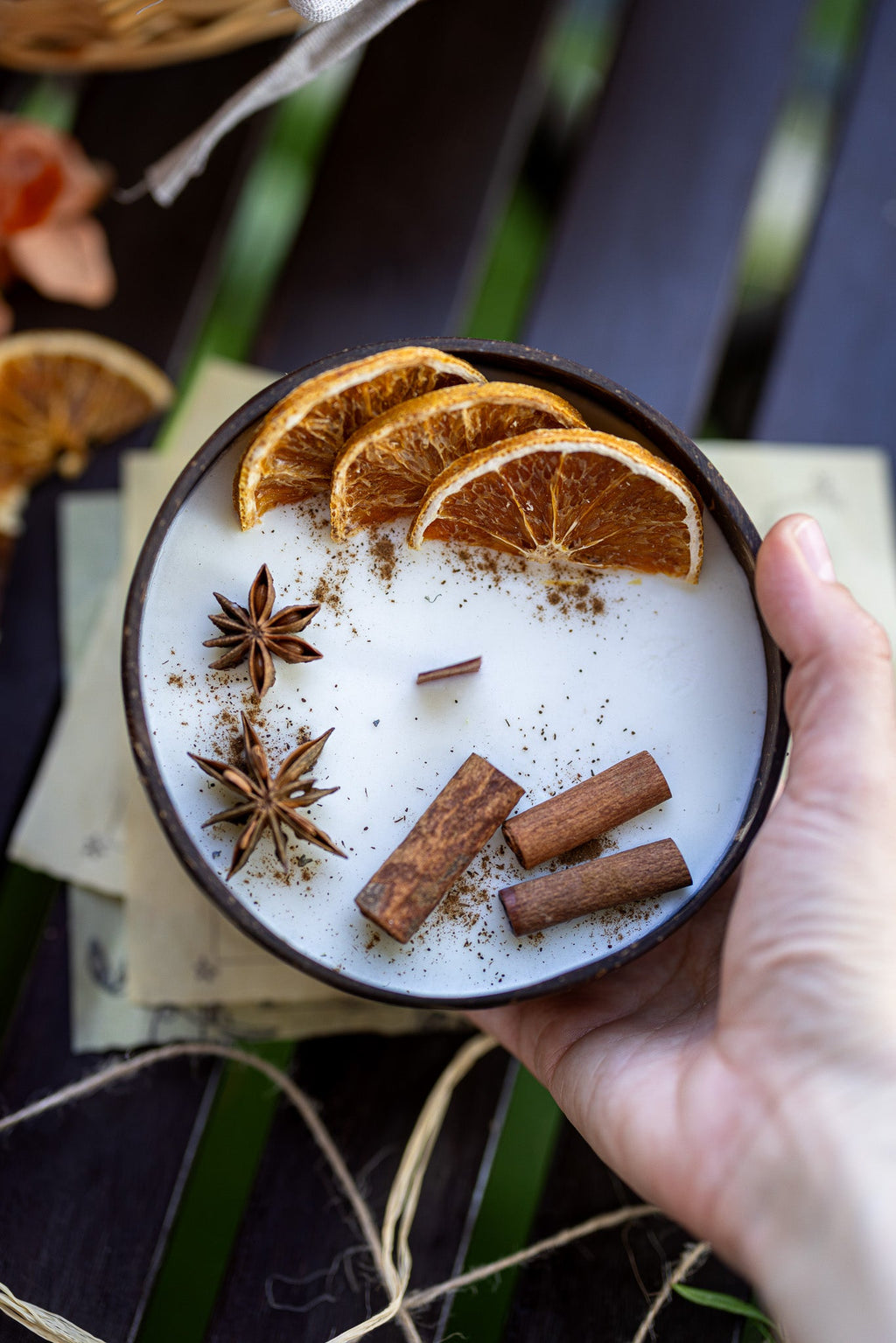 Coconut Candle Bowl – Custom Scented Fall Candle, Holiday Home Decor Gift