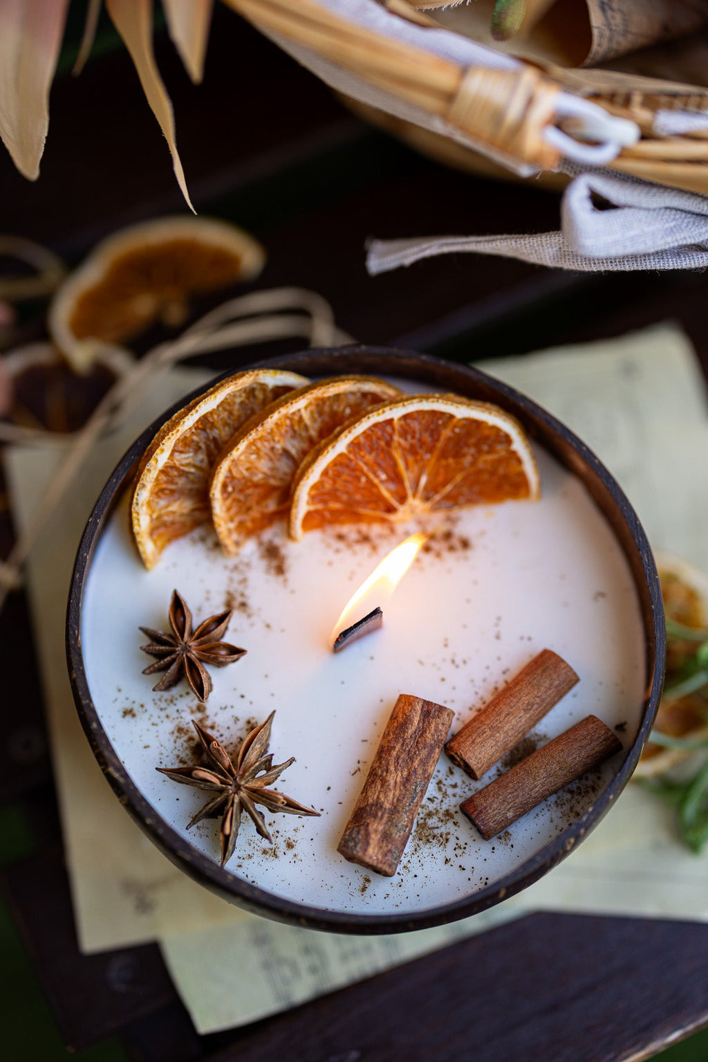 Coconut Candle Bowl – Custom Scented Fall Candle, Holiday Home Decor Gift
