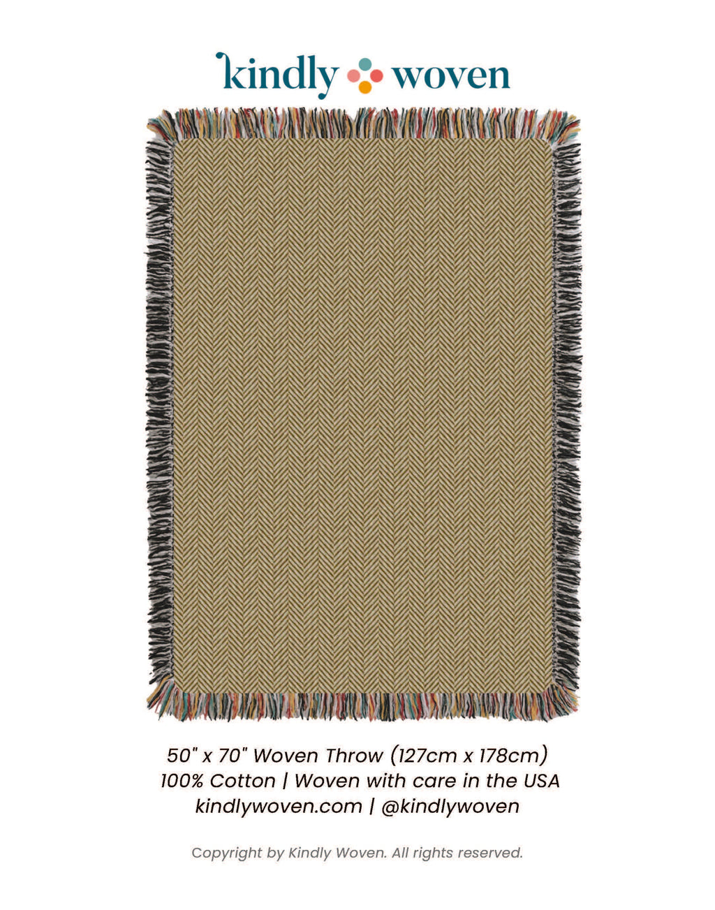 Golden Herringbone Jacquard Woven Throw Blanket, Reversible Cotton Throw, Made in USA | Henry Goldenrod