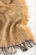 Golden Herringbone Jacquard Woven Throw Blanket, Reversible Cotton Throw, Made in USA | Henry Goldenrod
