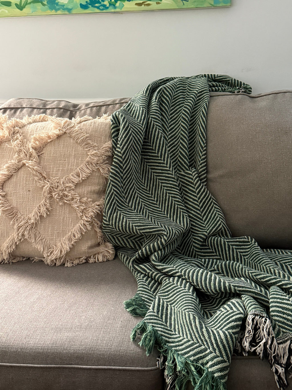 Golden Herringbone Jacquard Woven Throw Blanket, Reversible Cotton Throw, Made in USA | Henry Goldenrod