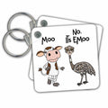 Key Chains Funny Cool Camera hog Emu Bird and Cow Moo and emoo Pun Cartoon