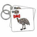 Key Chains Funny Cool Camera hog Emu Bird wearing red dotted bow tie Cartoon