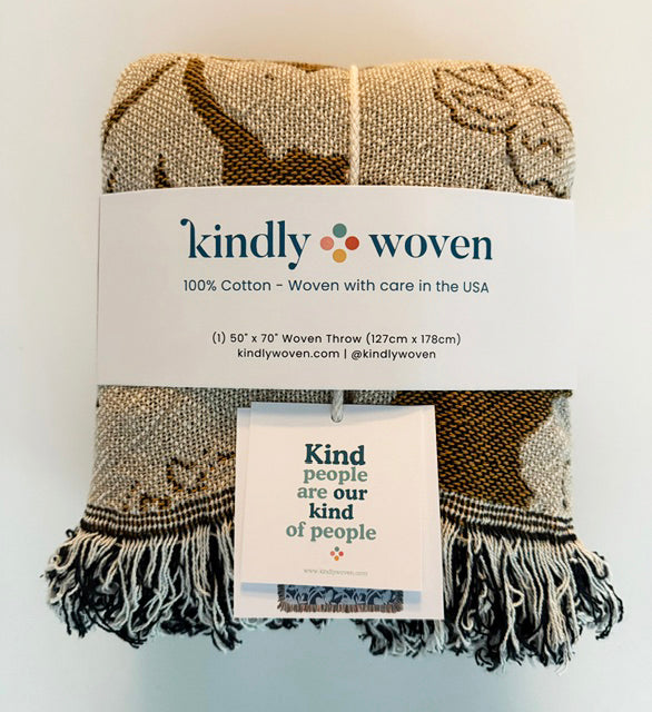 Golden Herringbone Jacquard Woven Throw Blanket, Reversible Cotton Throw, Made in USA | Henry Goldenrod