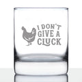 Don't Give a Cluck - Funny Chicken Whiskey Rocks Glass Gifts for Men & Women - Fun Whisky Drinking Tumbler Decor