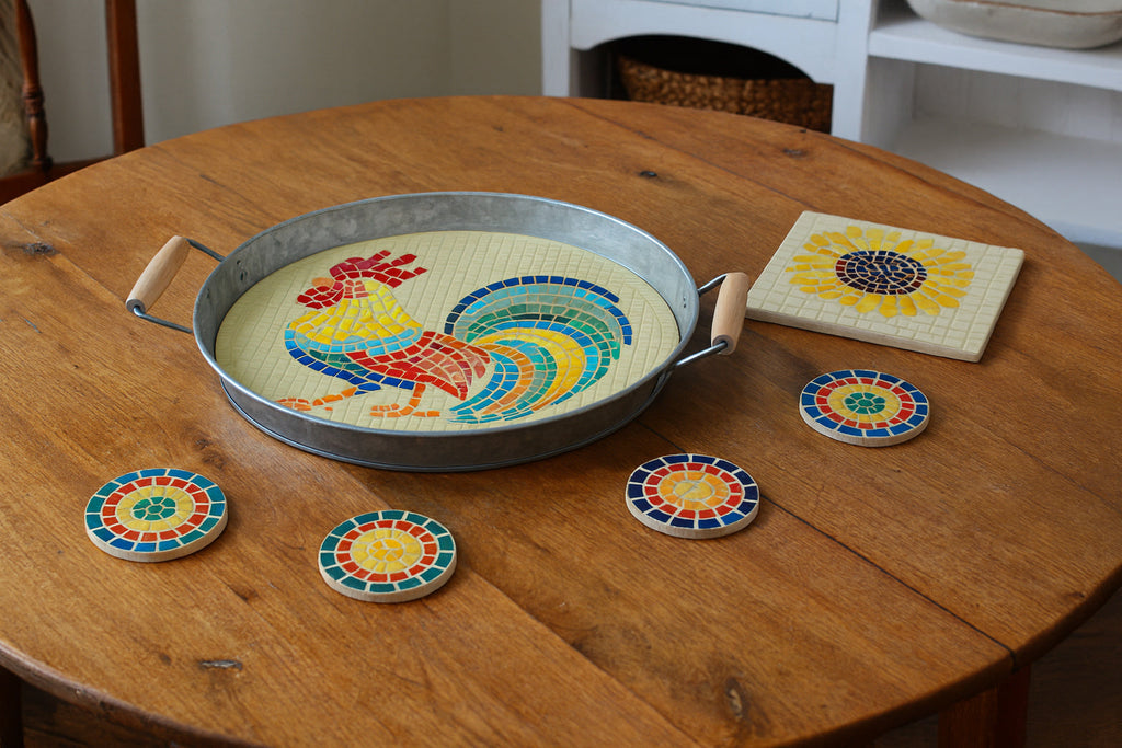 11.6" Rooster Laser-Printed Waterproof Mosaic Backer