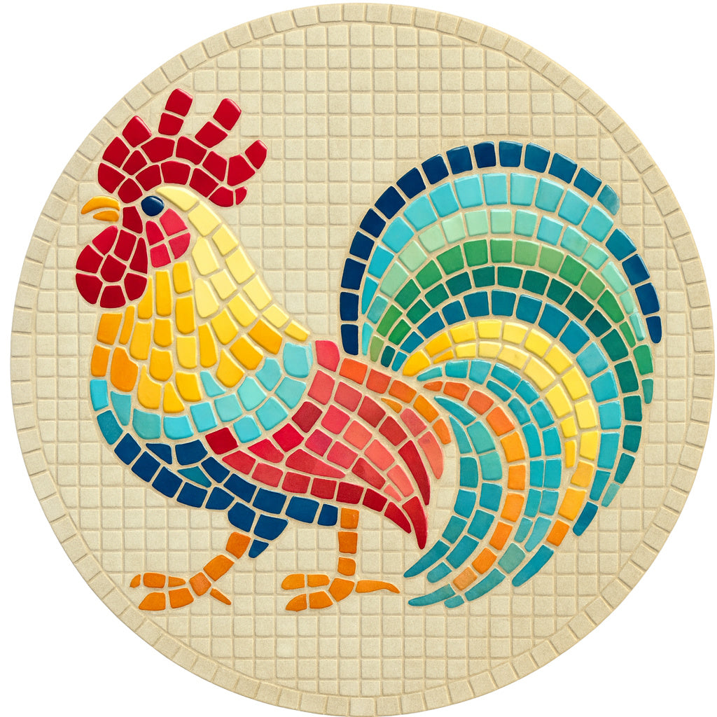 11.6" Rooster Laser-Printed Waterproof Mosaic Backer