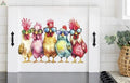 Funny Chicken Stove Cover | Colorful Chickens with Glasses | Farmhouse Noodle Board