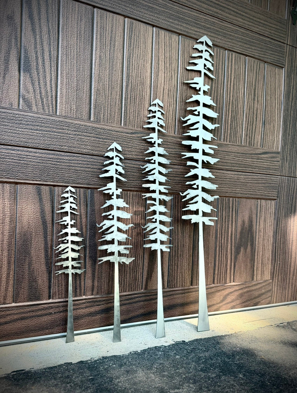 Raw Steel Pine Trees - Wall Art