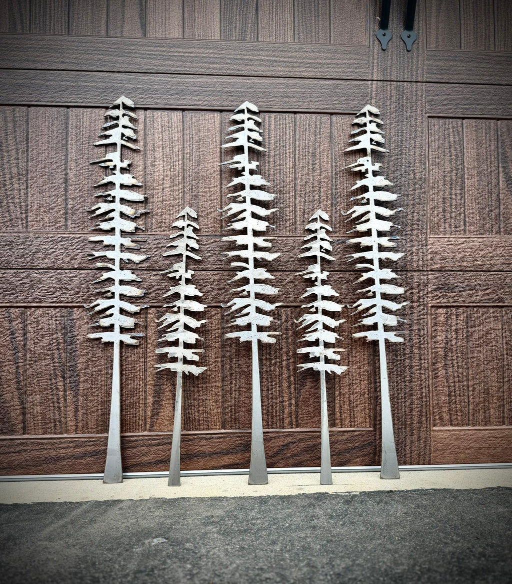 Raw Steel Pine Trees - Wall Art