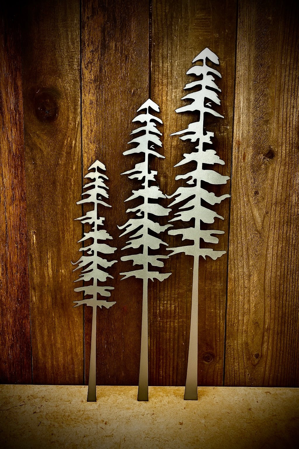 Raw Steel Pine Trees - Wall Art