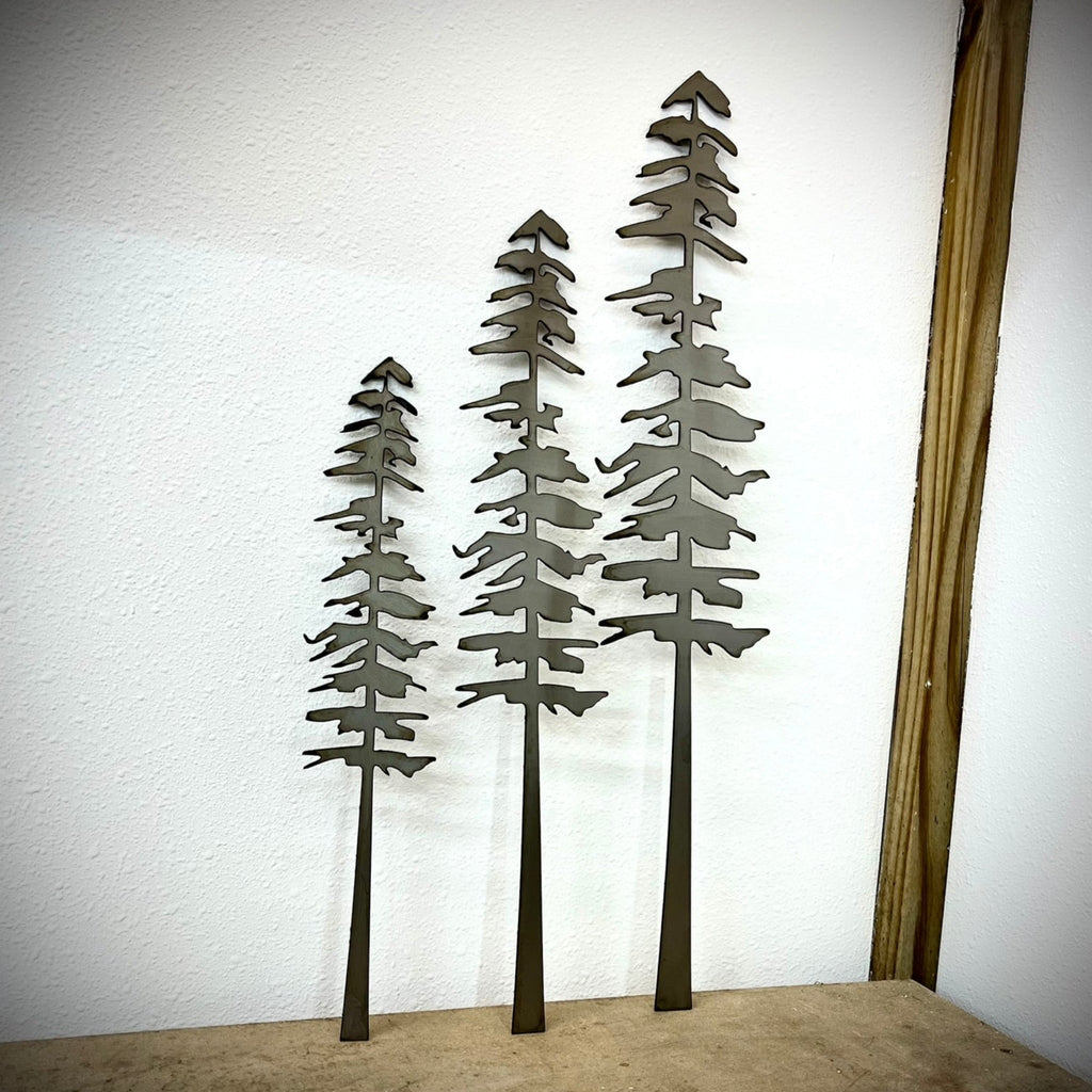Raw Steel Pine Trees - Wall Art