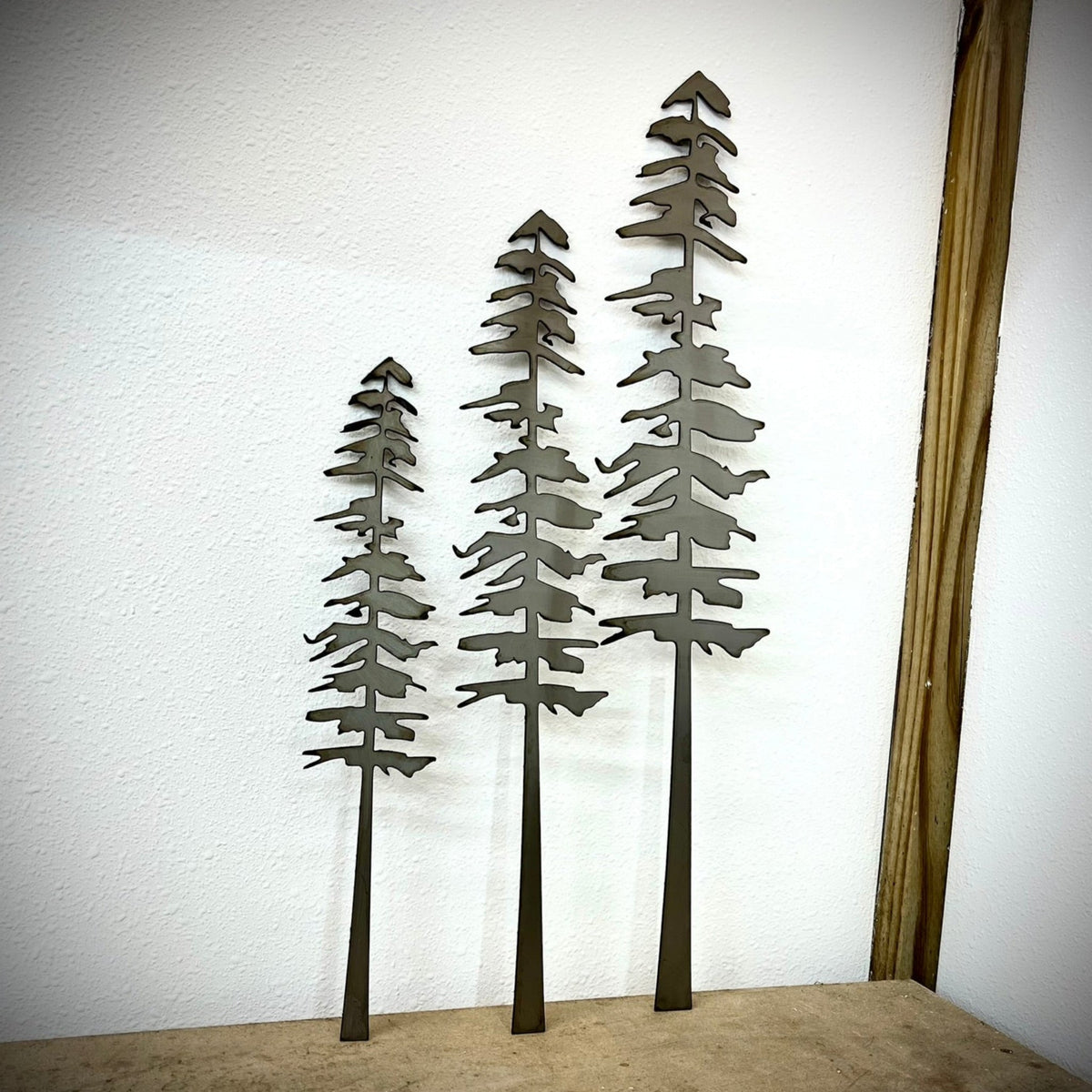 Raw Steel Pine Trees - Wall Art
