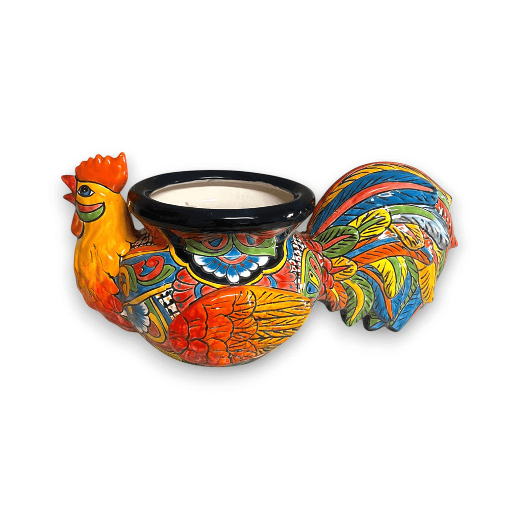 Talavera Rooster Planter | Handmade Colorful Mexican Ceramic Pot
