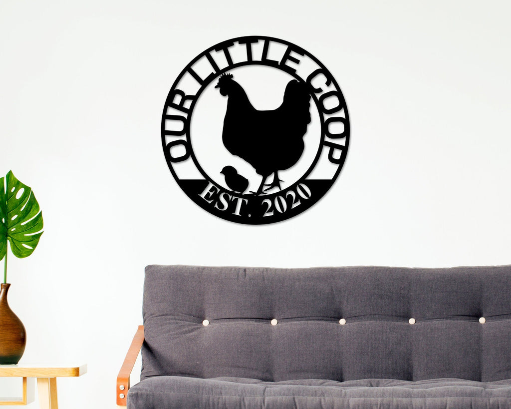 Our Little Coop Sign Metal Sign, Chicken Coop Sign, Metal Chicken Coop Sign, Personalized Chicken Coop sign, Metal Wall Art, Farmhouse Decor