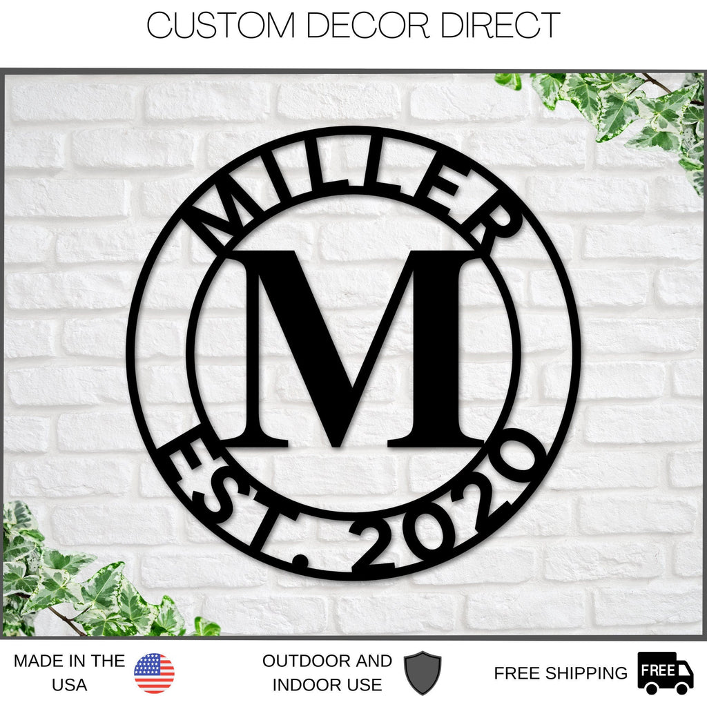 metal monogram sign wall decor home kitchen art patio farmhouse outdoor porch rustic living room personalized gifts wedding gift custom name