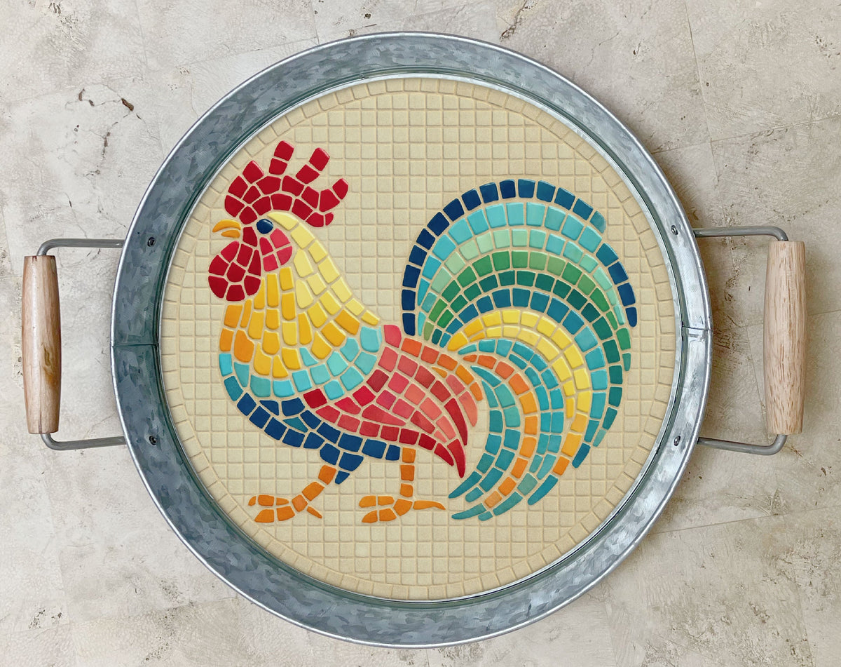 11.6" Rooster Laser-Printed Waterproof Mosaic Backer